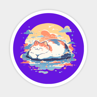 Fluffy Cute Summer Sun Kitty Magnet